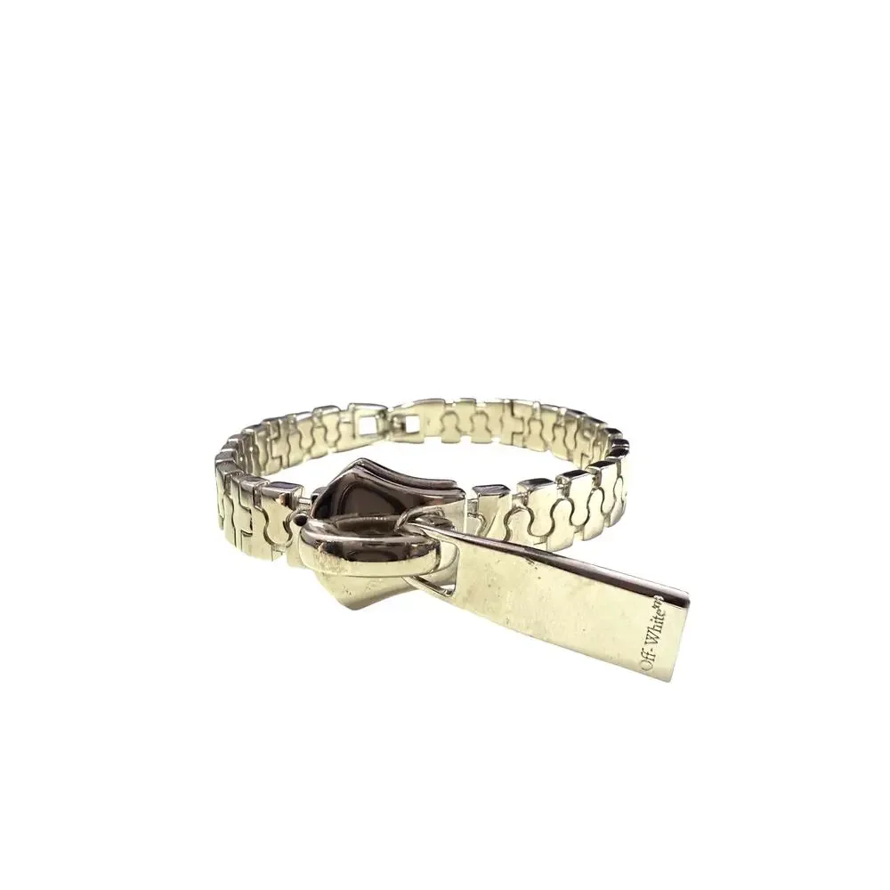 OFF-WHITE Silver Zipper Logo Engraved Curb Link Bracelet*NEW*Dustbag*BOX*8 1/2" - Picture 4 of 6